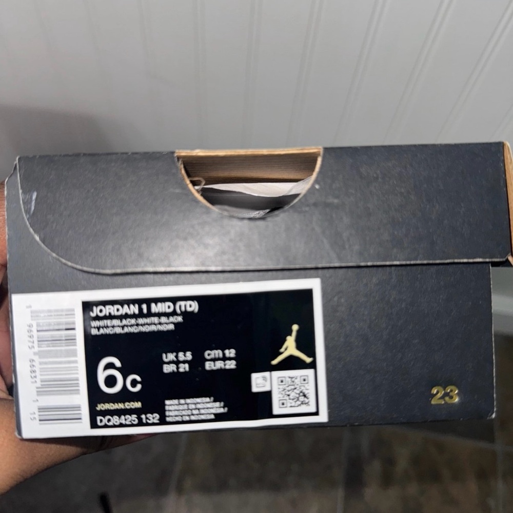 Jordan 1 Mid (TD) Black and White Sneakers
